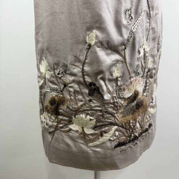 Anthropologie Embroidered Whimsical Finch & Thistle Bird Dress Size 2 Nature - Picture 4 of 16